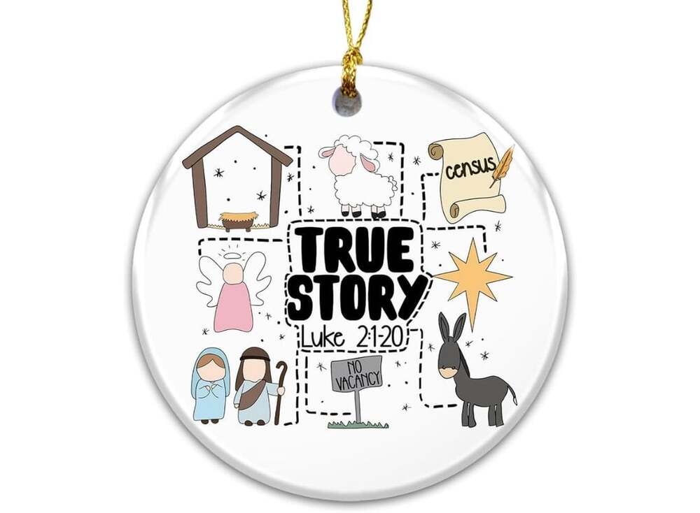 True Story Luke 2:1-20 Nativity Scene Christmas Ceramic Ornament